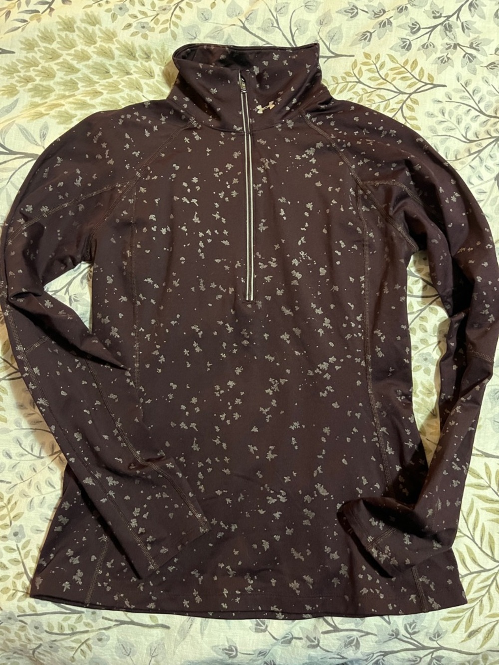 Under Armour Long Sleeve Half Zip Pullover in Eggplant Silver Print